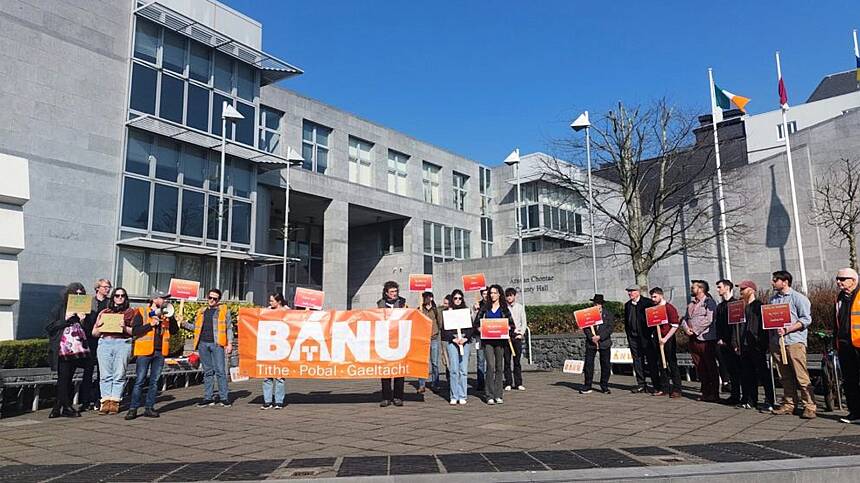 Protest at County Hall over housing issues in Connemara