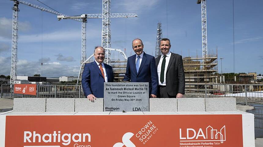 Pro-Palestine protest at Mervue's Crown Square as Taoiseach lays foundation stone for 345 cost rental homes