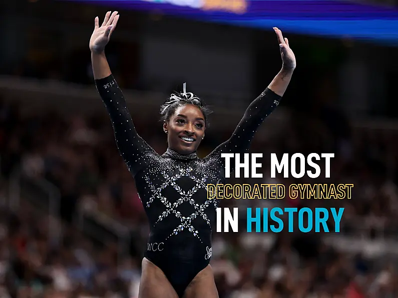 Simone Biles becomes most decorated gymnast of all time ten years after first world gold