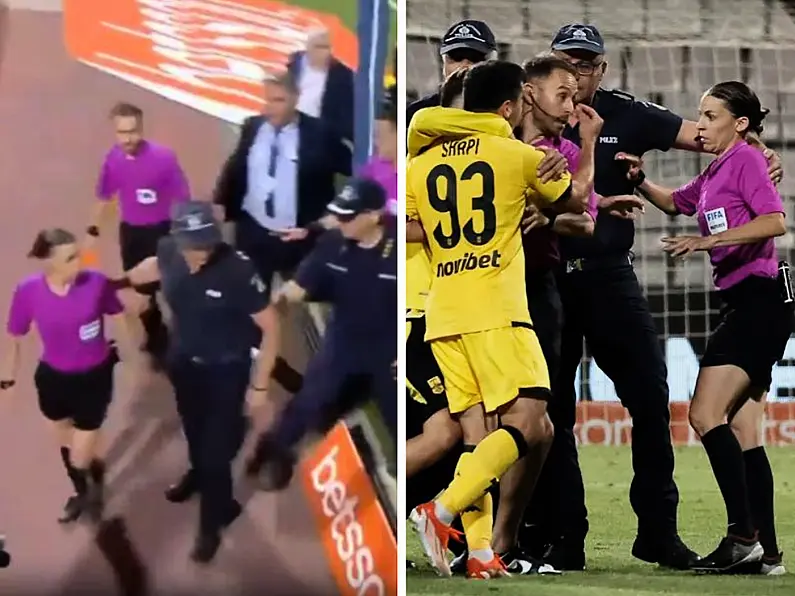 Trailblazing female referee Stephanie Frappart had to be escorted to safety by police at the Greek Cup final