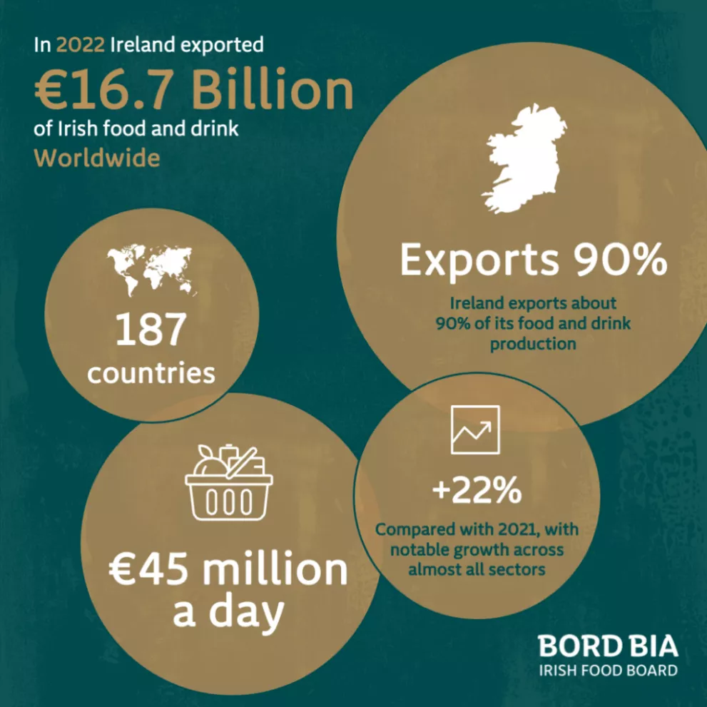 Irish food and drink exports worldwide in 2022.