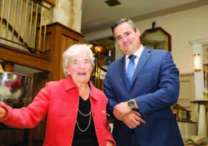 Myrtle Allen and General Manager of The Imperial Hotel, Frits Potgieter are pictured at the 200 year anniversary celebrations of The Imperial Hotel in Cork city. The gala evening took place in the newly refurbished hotel which is located in the heart of Cork City on South Mall. Almost €1 million has been spent renovating this iconic, four-star Flynn family owned property with many of the125 bedrooms now completely refurbished. There is also a new bar, ‘Seventy Six on the Mall’ and a new gym. 70 guests from the worlds of business, the arts and the media enjoyed a drinks reception before dining on a decadent menu of Ballycotton Crab, Wild Turbot, Angus Beef and Butter Merchants Brown Bread Ice Cream which was prepared by The Imperial’s new chef, Nicky Foley. Photo by Conor Healy Photography, ***NO Repro Free*** -ENDS- For further press information or photography please contact Aileen O’Brien, O’Brien PR (045) 407017 (086) 8403624 aileen@obrienpr.com