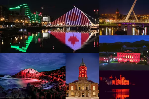 Some Of Island Of Ireland's Most Popular Visitor Attractions Lit Up In Red For Canada Day