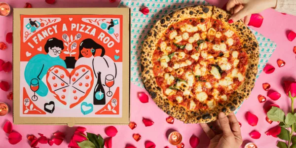 Deliveroo Collaborates With Illustrator On Pizza Boxes That Double Up As Valentine's Cards