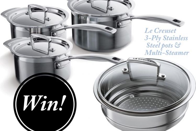 WIN! 3-Ply Stainless Steel pots & multi-steamer from Le Creuset worth over €400