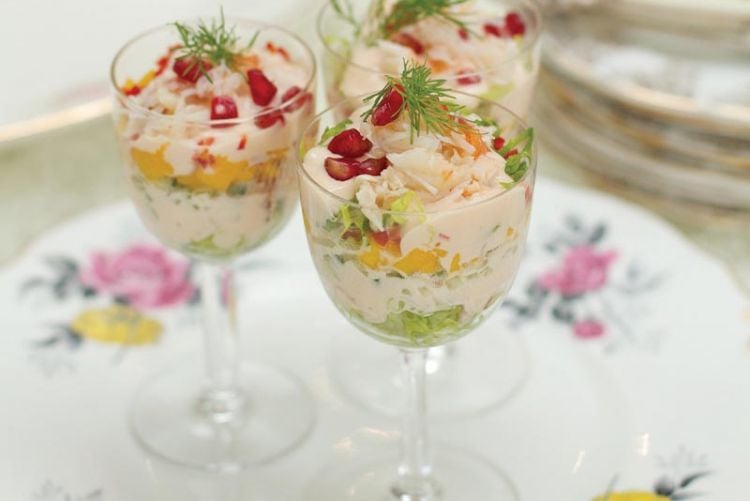 A Seasonal Soirée: Mini crab cocktails with mango & pomegranate