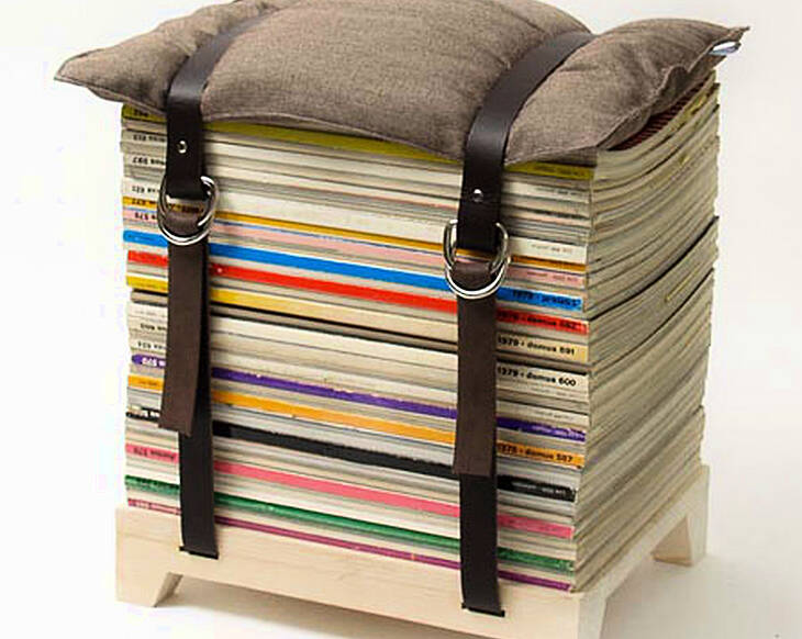 Recycle your old magazines into a footstool