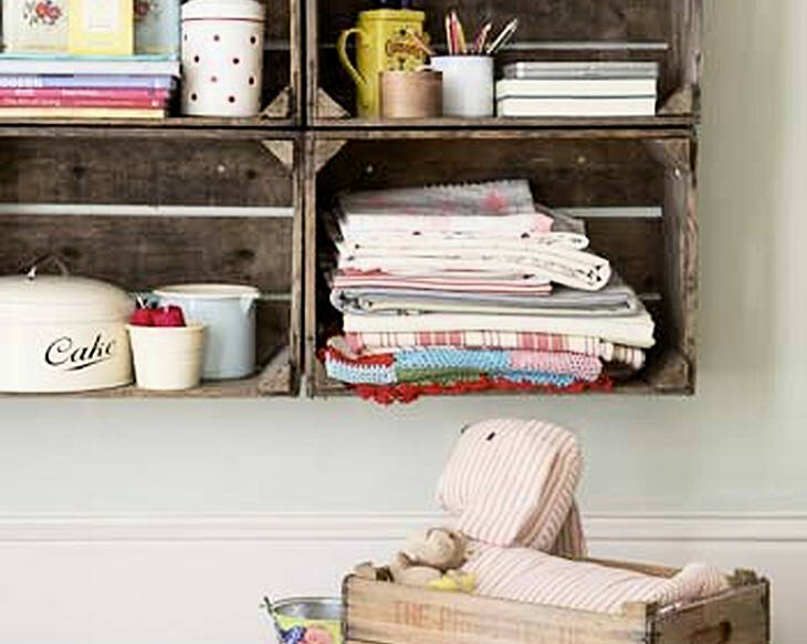 Ten ideas for using vintage crates as storage
