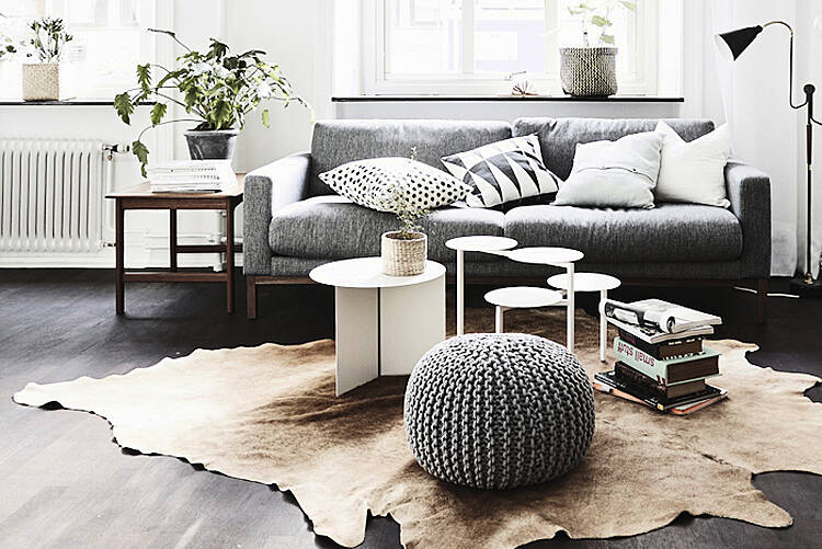 Scandi chic interior trend muted tones fur knitted botanicals