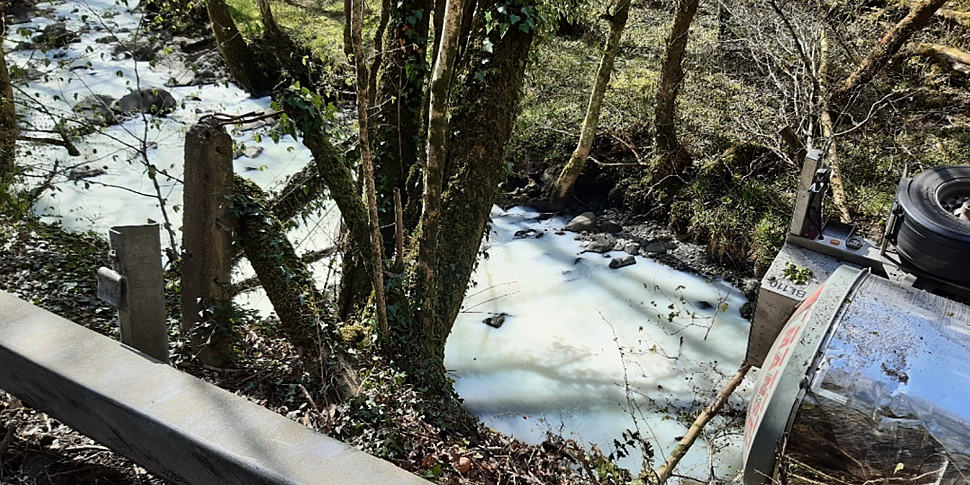 Welsh river turns white after...