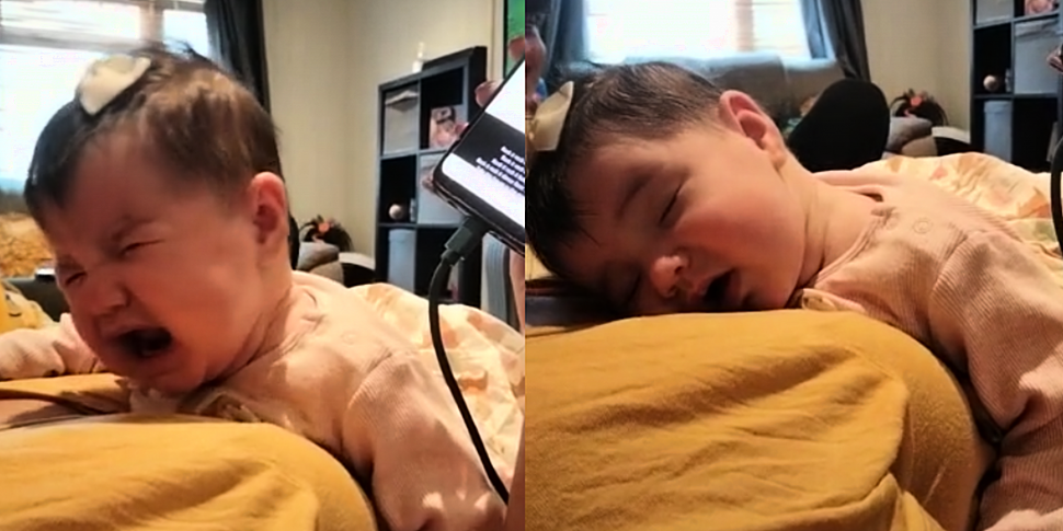 Crying baby falls asleep insta...