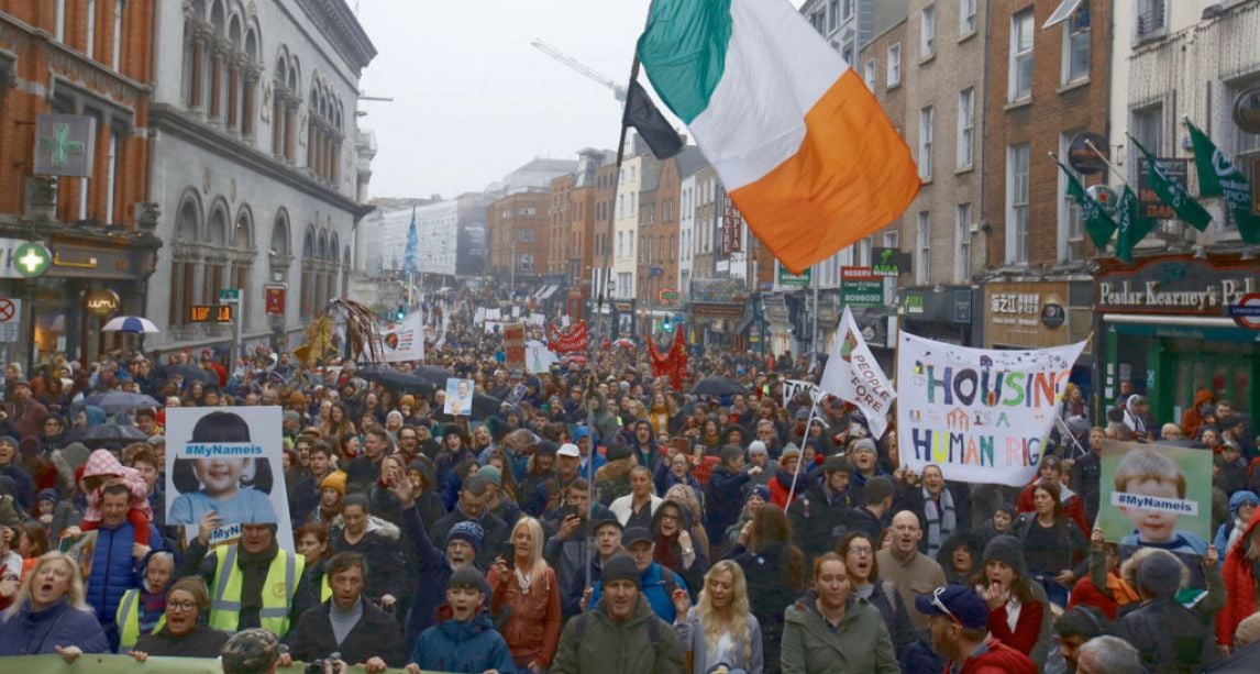 Thousands takes to Dublin’s streets to protest Ireland's housing crisis