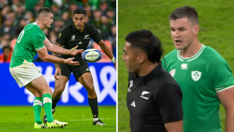 Cuireann Rieko Ioane leis an troid le Johnny Sexton Le Freagairt Ghéar le Maíomh Chorn an Domhain