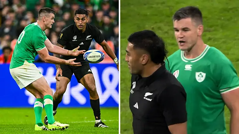 Cuireann Rieko Ioane leis an troid le Johnny Sexton Le Freagairt Ghéar le Maíomh Chorn an Domhain