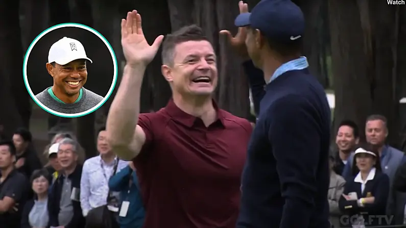 Nochtann BOD gur bheag nár Scrios Laoch Shasana Babhta le Tiger Woods