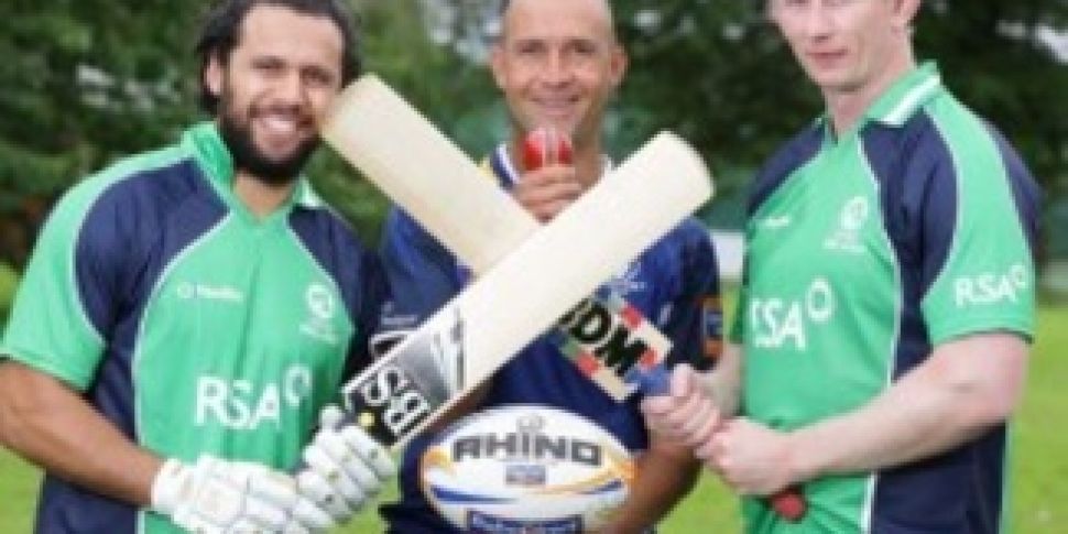 Rugby stars swap boots for bat...