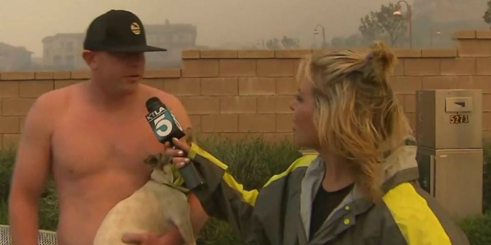 VIDEO: Man fleeing wildfire as...