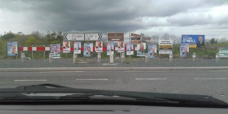 Several election posters block...