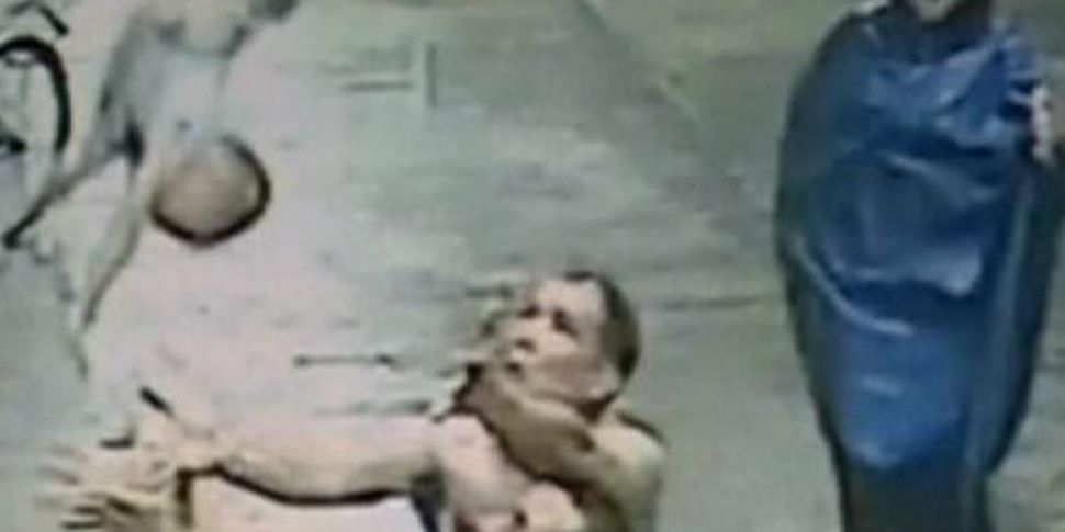 Baby caught after two-storey p...