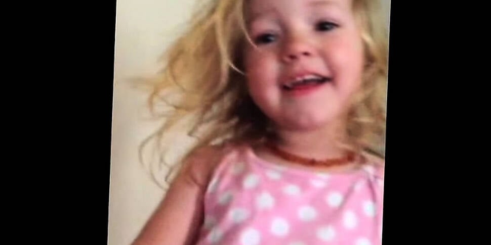 Adorable girl cries over &...