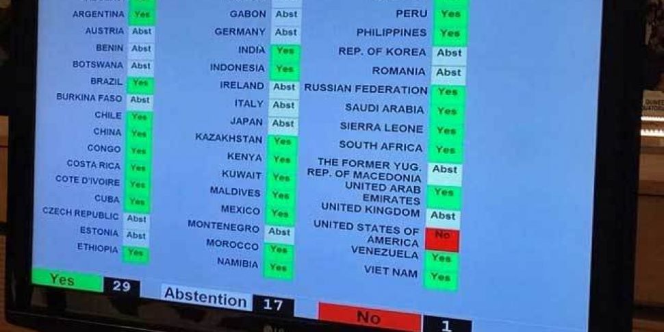 Ireland abstains from UN vote...