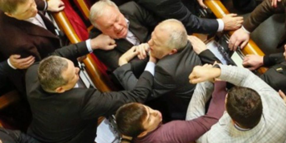 Ukrainian Parliament fist figh...