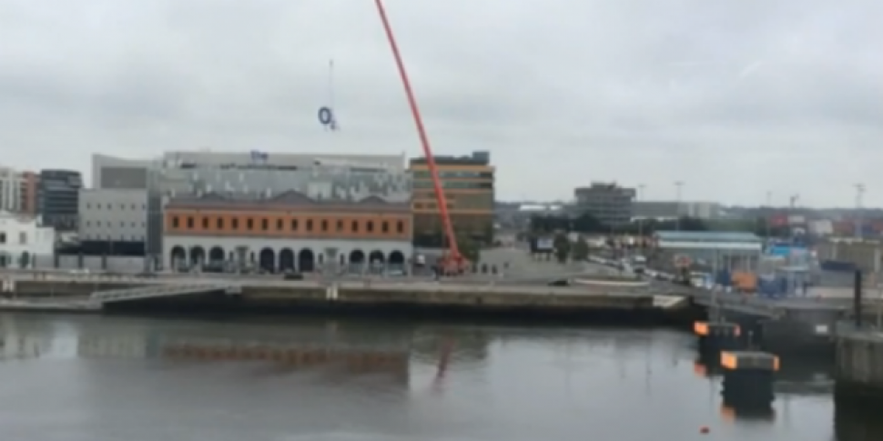 O2 sign removed from atop The...