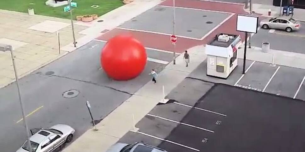 WATCH: Giant red ball from art...