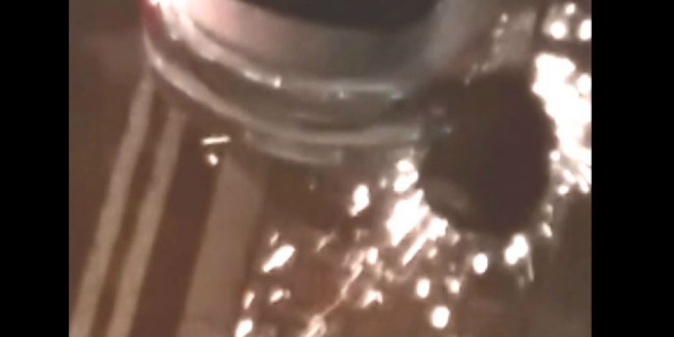 WATCH: Man takes angle grinder...
