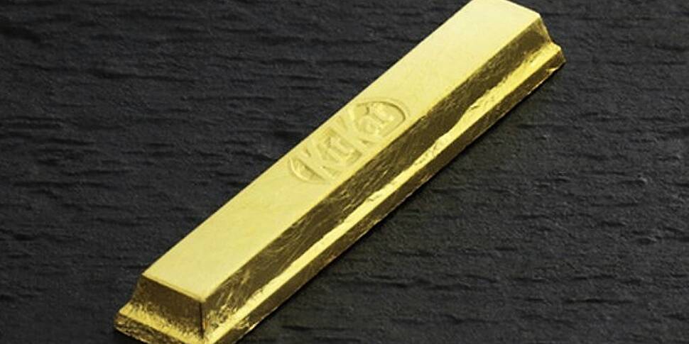 Gold-plated Kit Kat bar on the...