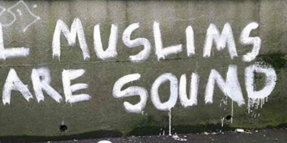 Altered anti-Muslim graffiti i...