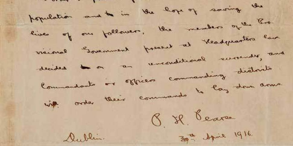 Handwritten Pádraig Pearse let...