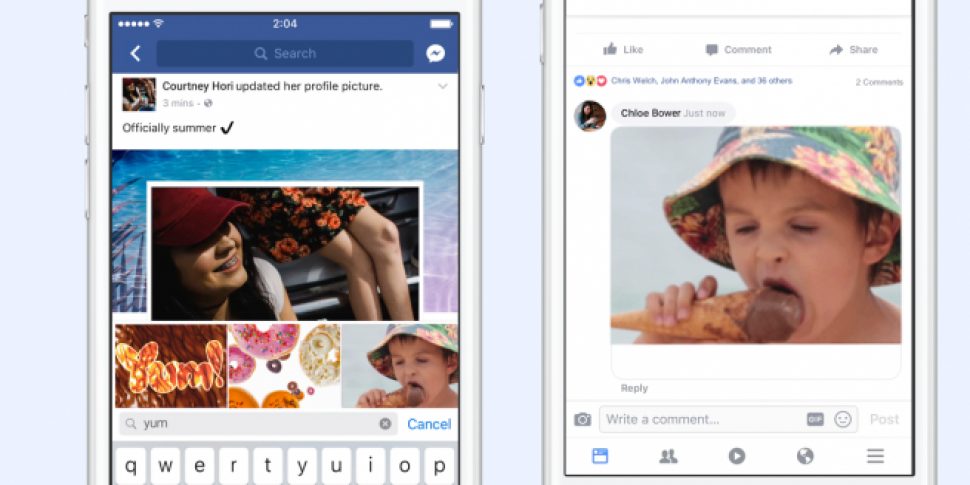 Facebook introduce GIF button...