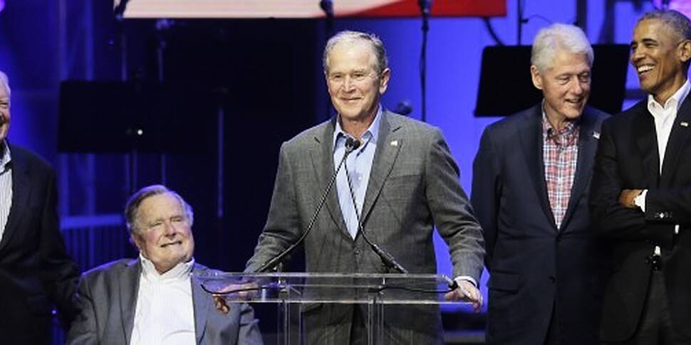 All five living former US presidents make joint appearance for