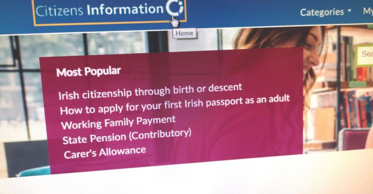 'Irish citizenship' mostvisited section of Citizens Information