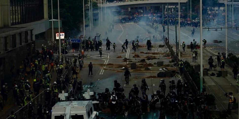 Hong Kong protester shot and c...