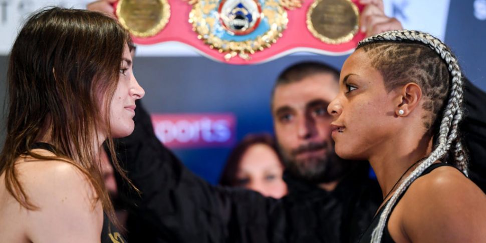 Katie Taylor weighs in a pound...