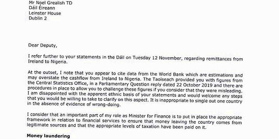 Minister Donohoe asks Grealish...