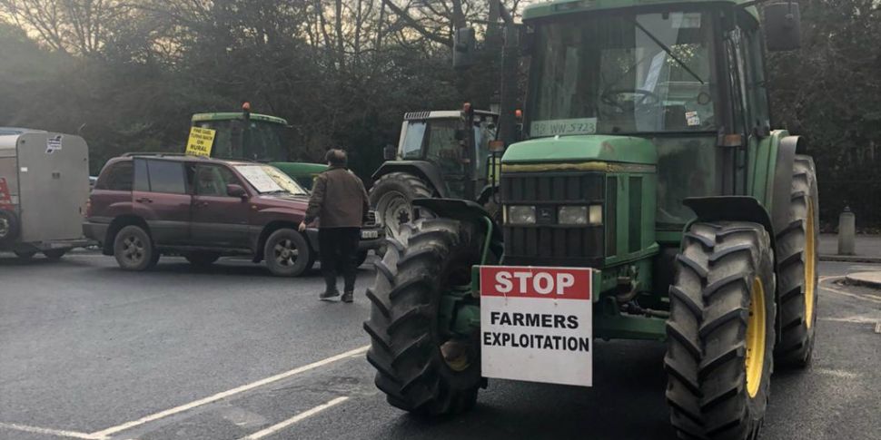 Farmers block street in Dublin...