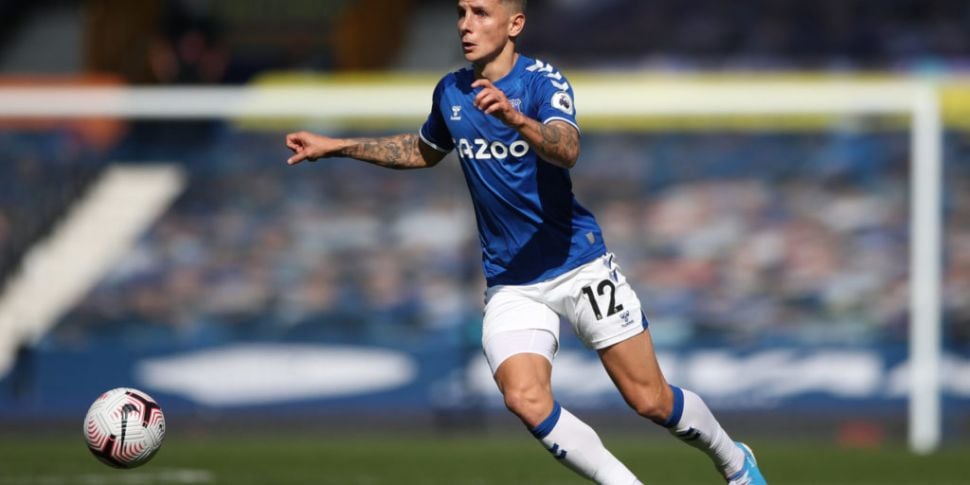 Everton's Lucas Digne has red...