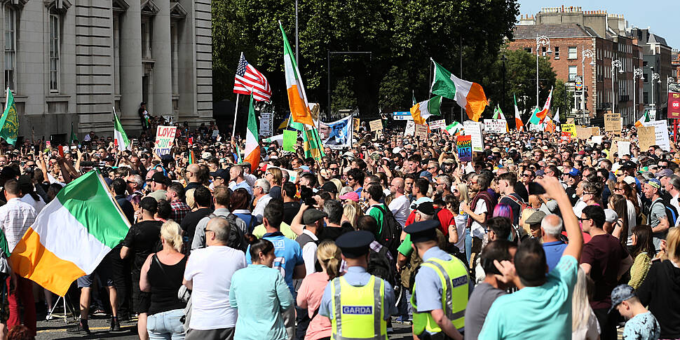 Large crowds protest in Dublin...