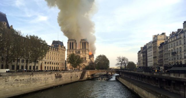 Image result for Notre-Dame cathedral: Firefighters tackle blaze in Paris