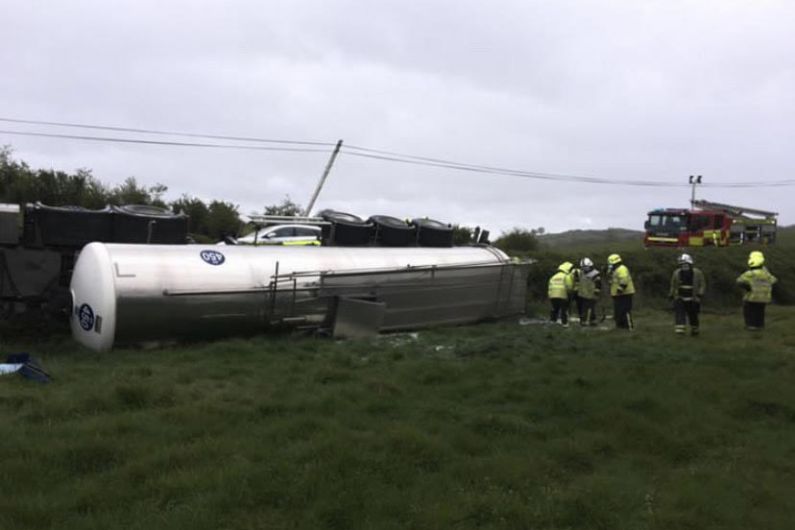 A milk tanker has overturned in County Cavan