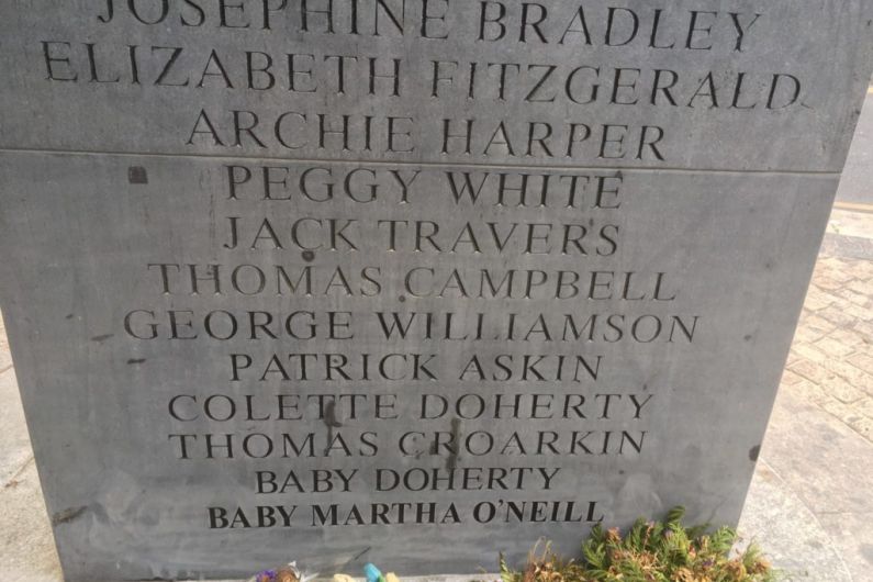 Baby Martha O'Neill's named added Dublin-Monaghan Bombings memorial on Talbot Street