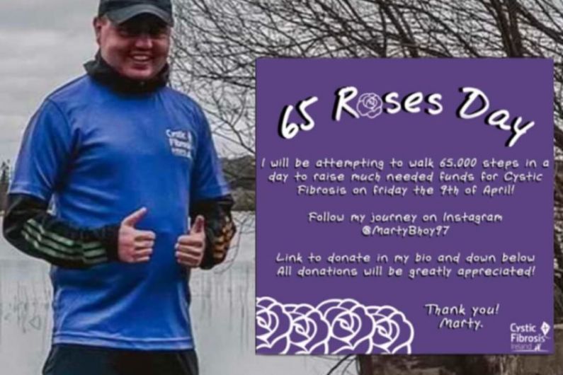 Castleblayney man walking 65,000 steps in a day for Cystic Fibrosis Ireland