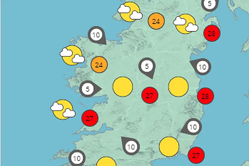 Parts of the country could see temperatures of 31 degrees today
