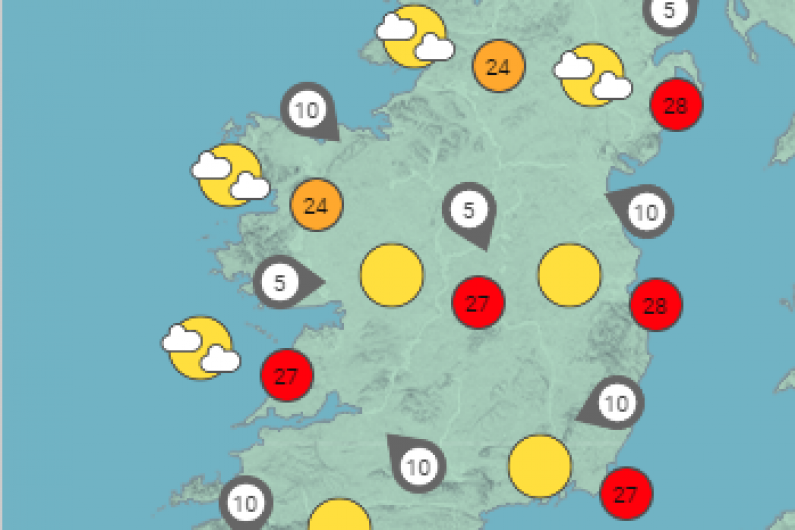Parts of the country could see temperatures of 31 degrees today