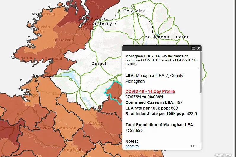 Monaghan LEA ranks in top ten for highest Covid incidence rates nationally
