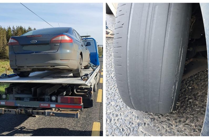 Car stopped with four bald tyres and no insurance in Cavan