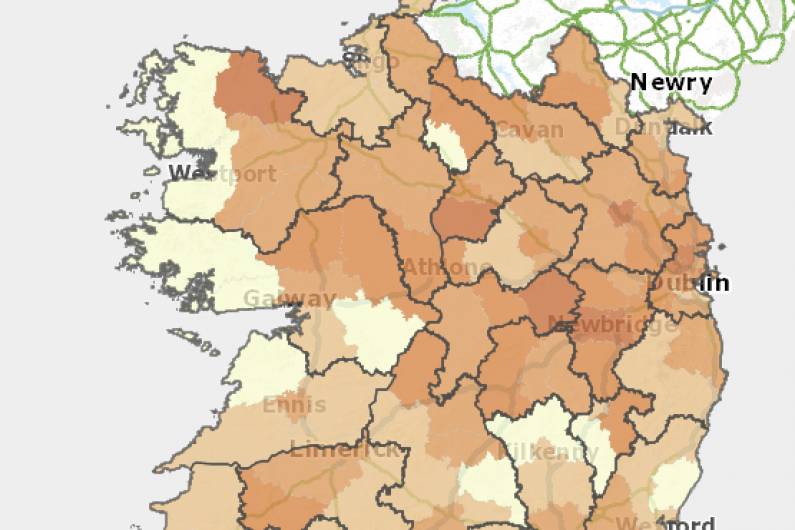All but two areas of Cavan and Monaghan have Covid rates below national average